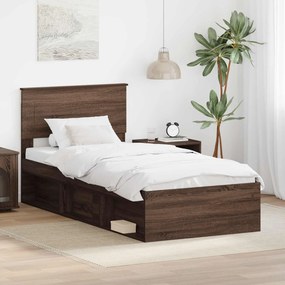 VidaXL Σκελετός Κρεβατιού Καφέ δρυς 75 x 190 cm Επεξεργασμένο ξύλο