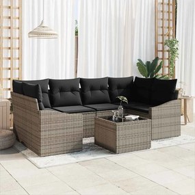 vidaXL Σετ Καναπέ Κήπου με μαξιλάρι 7 pcs Γκρι 55 x 55 x 37 εκ