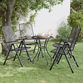 Καρέκλες Κήπου Πτυσσόμ. 4 τεμ. Ανθρακί Εκτετ. Μεταλλικό Πλέγμα
