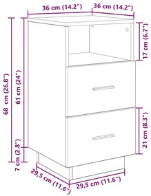Κομοδίνα 2 τεμάχια με 2 συρτάρια Sonoma Δρυς 36x36x68 εκ. - Καφέ