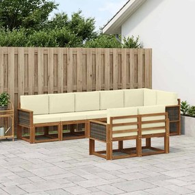 vidaXL Σειρά Καναπέ Εξωτερικού 8 pcs Φυσικό και Κρέμα Πολυεστέρας