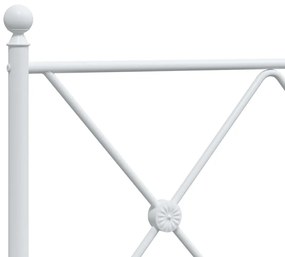 vidaXL Πλαίσιο Κρεβατιού με Κεφαλάρι Λευκό 193 x 203 εκ. Μεταλλικό