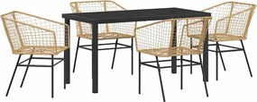 vidaXL Σέτ φαγητού για κήπο 5 pcs Καφέ συνθετικό ρατάν