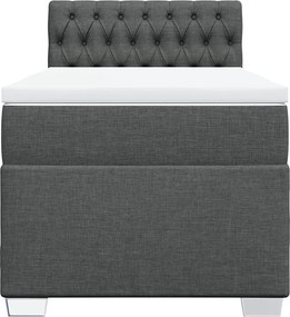 vidaXL Κρεβάτι Boxspring με Στρώμα Σκούρο Γκρι 100x200 εκ. Υφασμάτινο