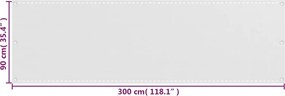 vidaXL Διαχωριστικό Βεράντας Λευκό 90 x 300 εκ. από HDPE