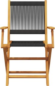 vidaXL Σετ Επίπλων Bistro 3 τεμ. Μαύρο Πολυπροπυλένιο/Μασίφ Ξύλο