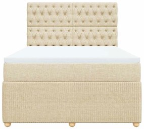 vidaXL Κρεβάτι Boxspring με Στρώμα Κρεμ 140x200 εκ. Υφασμάτινο