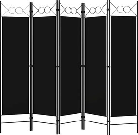 vidaXL Διαχωριστικό Δωματίου με 5 Πάνελ Μαύρο 200 x 180 εκ.