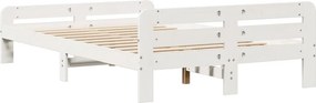 vidaXL Σκελετός Κρεβ. Χωρίς Στρώμα Λευκό 135x190 εκ Μασίφ Πεύκο