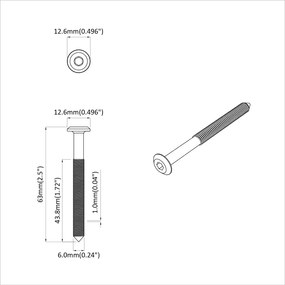 vidaXL Βίδα 2 pcs Ασημί M6 x 60 χιλ. Ατσάλι