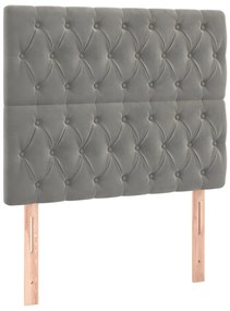 vidaXL Κεφαλάρι Κρεβατιού LED Ανοιχτό Γκρι 90x7x118/128εκ. Βελούδινο