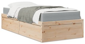 Κρεβάτι με Στρώμα 90x190 εκ Μασίφ Ξύλο Πεύκου