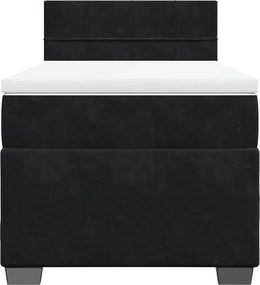 vidaXL Κρεβάτι Boxspring με Στρώμα Μαύρο 90x200 εκ. Βελούδινο