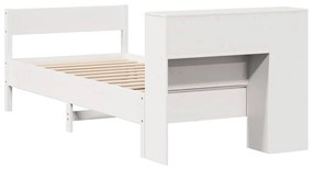 vidaXL Κρεβάτι Βιβλιοθήκη Χωρίς Στρώμα Λευκό 75x190 εκ Μασίφ Πεύκο