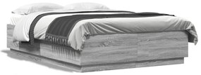 vidaXL Πλαίσιο Κρεβατιού με LED Γκρι Sonoma 150x200εκ. Επεξ. Ξύλο