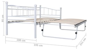 Πλαίσιο Κρεβατιού Λευκό 180 x 200 / 90 x 200 εκ. Μεταλλικό - Λευκό