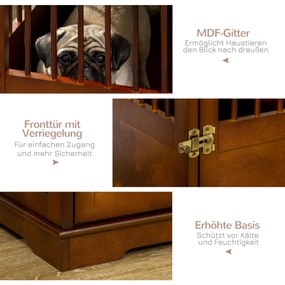 PawHut Κλουβί για σκύλους με κλειδαριά, ανυψωμένη βάση, Κλουβί μεταφοράς, 80,5 cm x 59,5 cm x 67,5 cm, Καφέ