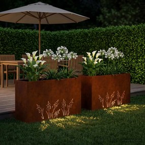 vidaXL Γλάστρα Κήπου 2 τμχ. Σκ rusty 100 x 20 x 49 εκ