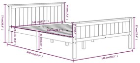 vidaXL Πλαίσιο Κρεβατιού Σκούρο Καφέ 140 x 200 εκ. Μασίφ Ξύλο Πεύκου