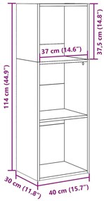 Βιβλιοθήκη Γκρι Σκυροδέματος 40x30x114 εκ. Επεξεργ. Ξύλο - Γκρι