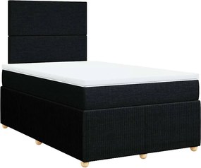 vidaXL Κρεβάτι Boxspring με Στρώμα Μαύρο 120x200 εκ. Υφασμάτινο