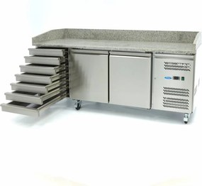 Pizza Prep Fridge - 202cm - 2 Doors - 7 Drawers