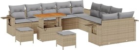 vidaXL Σετ Καναπέ Κήπου 13 pcs Μπεζ συνθετικό ρατάν