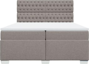 vidaXL Κρεβάτι Boxspring με Στρώμα Taupe 200x200 εκ. Υφασμάτινο