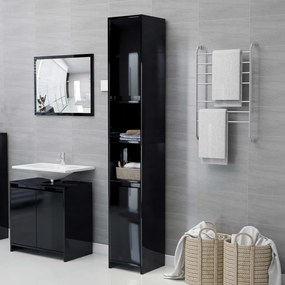 vidaXL Στήλη Μπάνιου Γυαλιστερό Μαύρο 30 x 30 x 183,5 εκ. Μοριοσανίδα