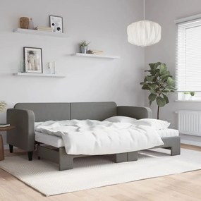 Καναπές Κρεβάτι Συρόμενος Σκούρο γκρι 80x200 εκ Ύφασμα Στρώματα - Γκρι