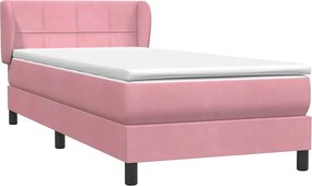 vidaXL Κρεβάτι Boxspring με Στρώμα Ροζ 80x220 εκ. Βελούδινο