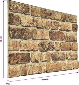 vidaXL Πάνελ τοίχου 10 pcs Σκούρος Άμμος 100 x 50 cm Αφρός EPS
