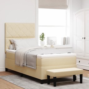 vidaXL Κρεβάτι με ελατήρια με στρώμα Κρεμ 100 x 200 cm ύφασμα