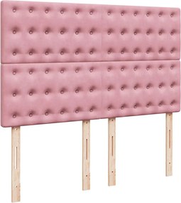 vidaXL Κρεβάτι Boxspring με Στρώμα Ροζ 140x190 εκ. Βελούδινο