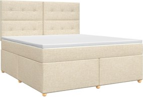 vidaXL Κρεβάτι box spring με στρώμα Κρεμ 140 x 200 cm Ύφασμα