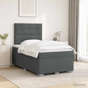 vidaXL Κρεβάτι box spring με στρώμα Σκούρο Γκρι 120 x 190 cm Ύφασμα