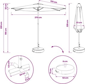 vidaXL Ομπρέλα Κήπου 270 x 270 εκ Πολυεστέρας Ορθογώνιος Ανθρακί