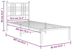 ΠΛΑΙΣΙΟ ΚΡΕΒΑΤΙΟΥ ΜΕ ΚΕΦΑΛΑΡΙ ΜΑΥΡΟ 80 X 200 ΕΚ. ΜΕΤΑΛΛΙΚΟ 376315