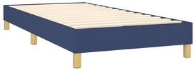 vidaXL Κρεβάτι Boxspring με Στρώμα Μπλε 90x190 εκ.Υφασμάτινο