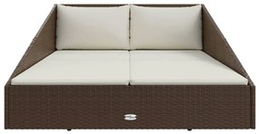 vidaXL Ξαπλώστρα - Κρεβάτι Κήπου Καφέ 110x200 εκ. Συνθετικό Ρατάν