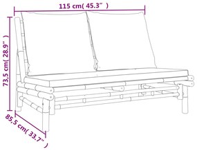 vidaXL Πάγκος Κήπου από Μπαμπού με Λευκά Κρεμ Μαξιλάρια