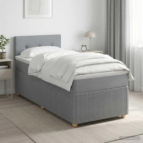 vidaXL Κρεβάτι box spring με στρώμα Ανοιχτό γκρι 100 x 200 cm Ύφασμα