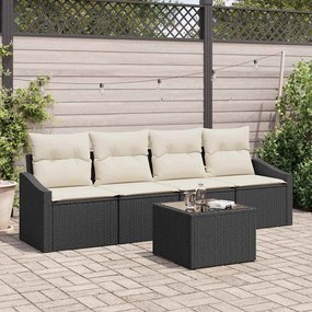 vidaXL Σετ Καναπέ Κήπου με μαξιλάρι 5 pcs Μαύρο, Κρέμα 55 x 55 x 37 εκ