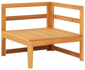 vidaXL Καναπές Γωνιακός από Μασίφ Ξύλο Ακακίας &amp; Σκούρα Γκρι Μαξιλάρια