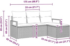vidaXL Σετ Καναπέ 4 pcs Μαύρο συνθετικό ρατάν
