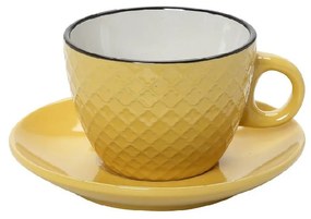 Φλυτζάνι Με Πιατάκι Espresso Stoneware 100ml Κίτρινο-Κρεμ Cookie Delight ESPIEL HUN411K6