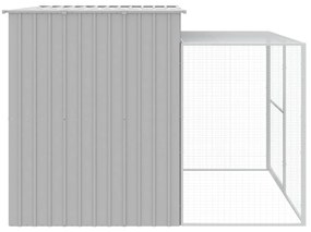 Σπιτάκι Σκύλου με Αυλή Αν. Γκρι 214x253x181 εκ. Γαλβαν. Χάλυβας - Γκρι