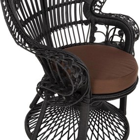 Καρέκλα - Πολυθρόνα ROYAL PEACOCK C9342.03 Μαύρο Rattan με Καφέ Μαξιλάρι 114x72x150Yεκ. 114x72x150 εκ.