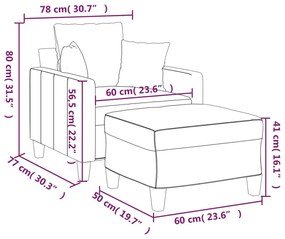 vidaXL Πολυθρόνα Σκούρο Γκρι 60 εκ. Υφασμάτινη με Υποπόδιο