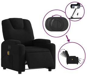 vidaXL Πολυθρόνα Μασάζ Ηλεκ. Ανακλινόμενη Μαύρη Υφασμάτινη